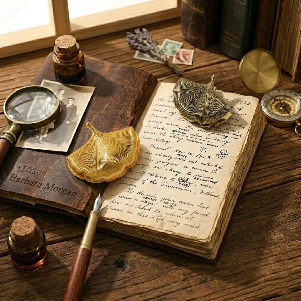 Vintage junk journal open on a rustic desk with ephemera, washi tape and scrapbook supplies for beginners