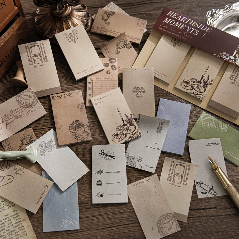 "Vintage memo pads collection for journaling and note-taking with retro aesthetic designs"