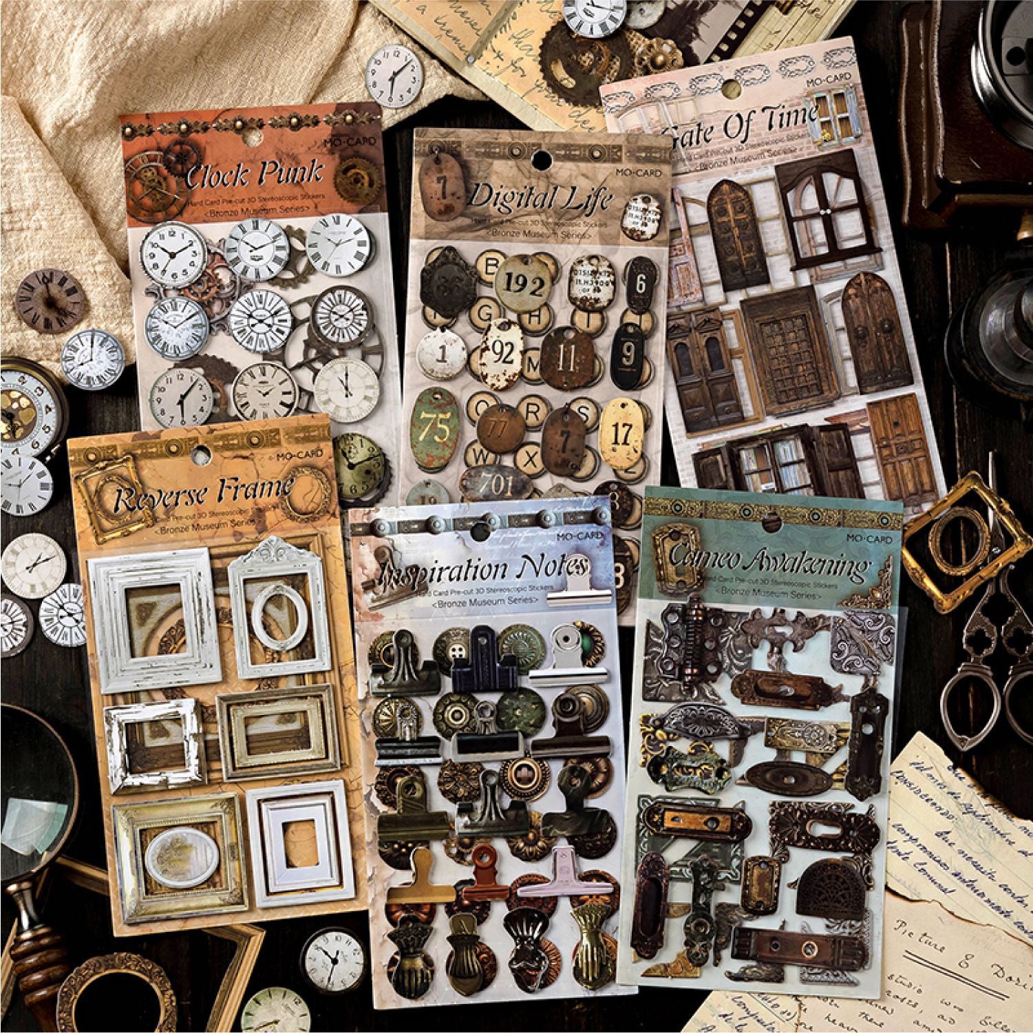 Thick Cardboard 3D Stickers - Vintage Gears for Journal & Ita-Bag Collage