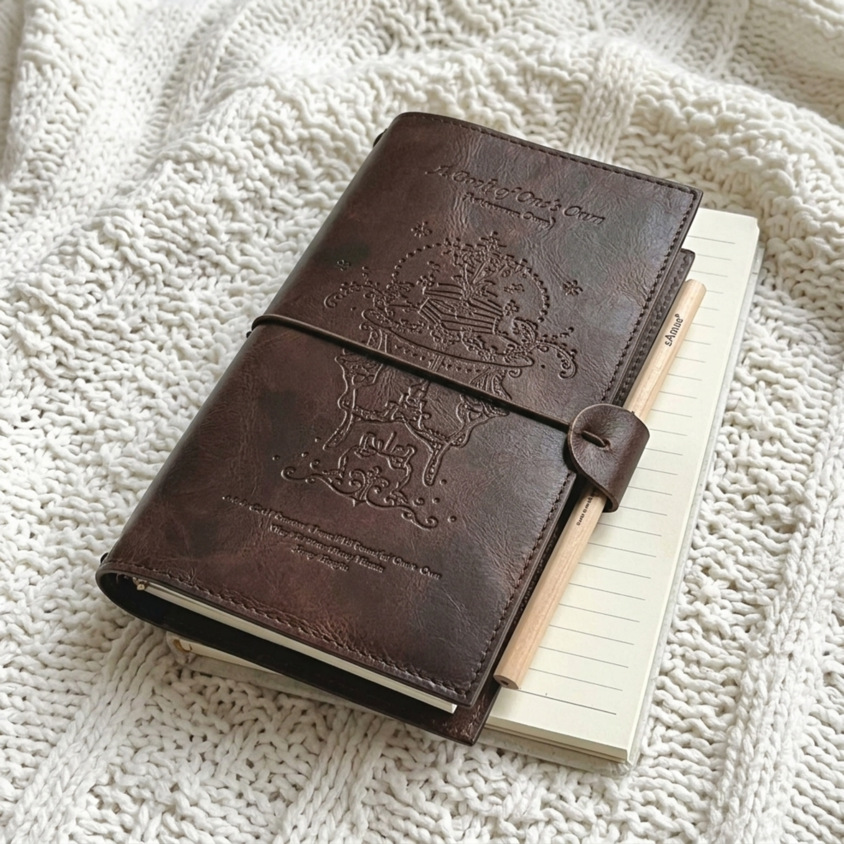Embossed Vintage Traveler's Notebook | Refillable Leather Cover (Standard Size)