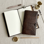 Embossed Vintage Traveler's Notebook | Refillable Leather Cover (Standard Size)