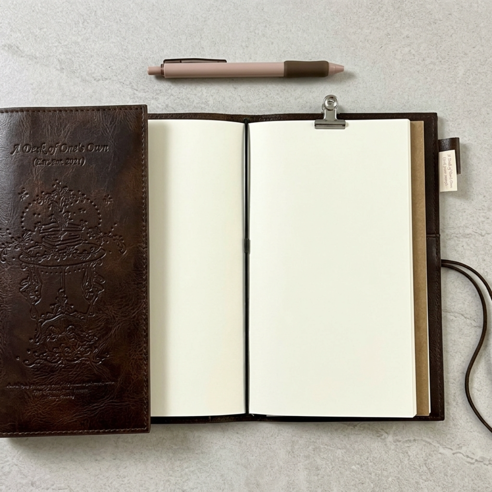 Embossed Vintage Traveler's Notebook | Refillable Leather Cover (Standard Size)