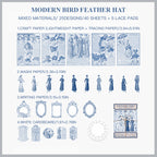 "Vintage European lady with modern bird feather hat decorative craft paper"