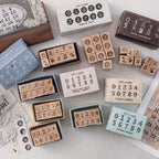 Vintage 0-9 Number Wooden Rubber Stamps — 10 Pcs, 6 Typeface Styles