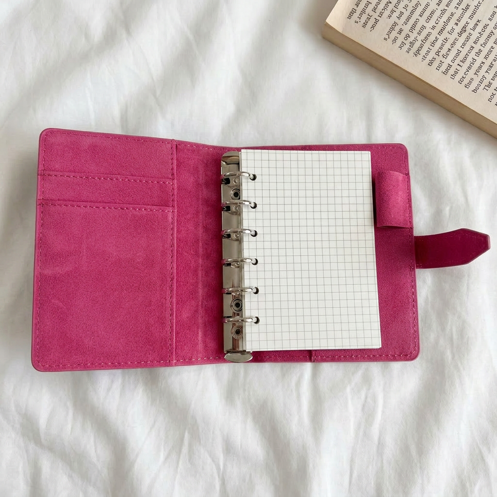 Faux Suede M5 Pocket Journal | Fuchsia Pink Ring Binder
