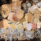 Vintage journaling ephemera spread showing 200 pieces of mixed materials