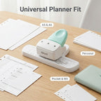 Adjustable Mini 3-Hole Punch with Guide for Planners