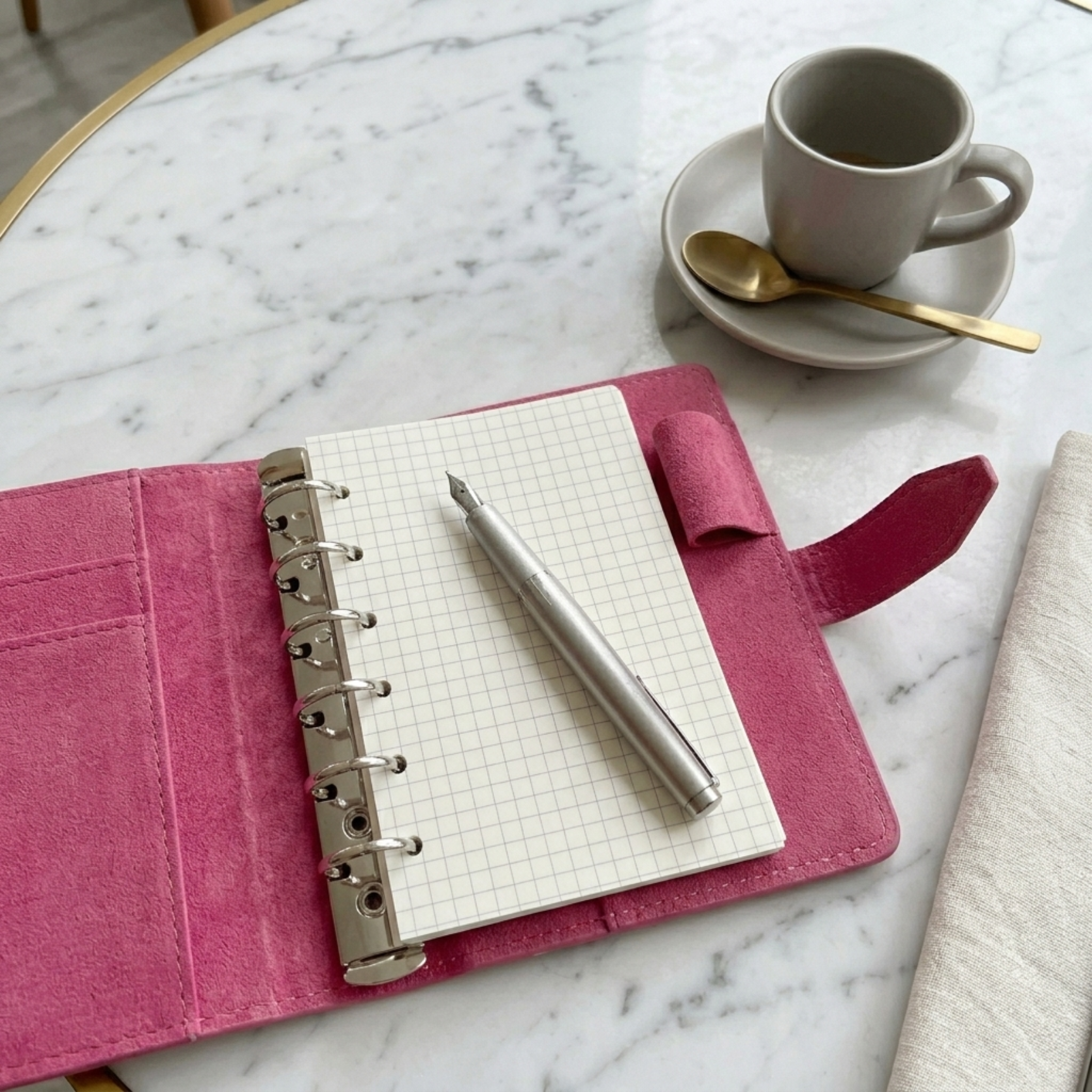 Faux Suede M5 Pocket Journal | Fuchsia Pink Ring Binder