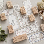 Vintage Hand-Drawn Bear Wooden Rubber Stamps — 8 Whimsical Designs