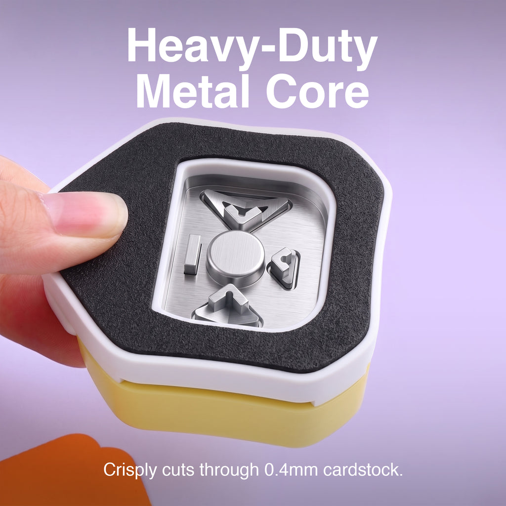 3-in-1 corner rounder heavy duty metal core hand pressing crisp cut 0.4mm cardstock blade closeup