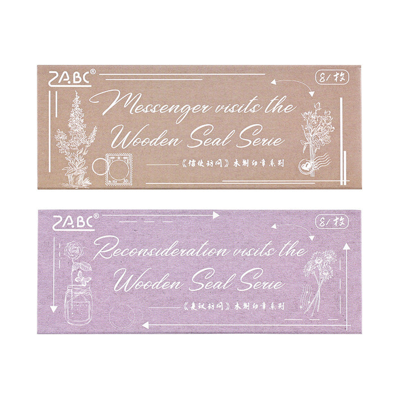 Yuezhen Cross-Border Exclusive Supply Floral Appreciation Wooden Journal Stamp Lotus Wood Rubber Plant Flower Journal Stamp