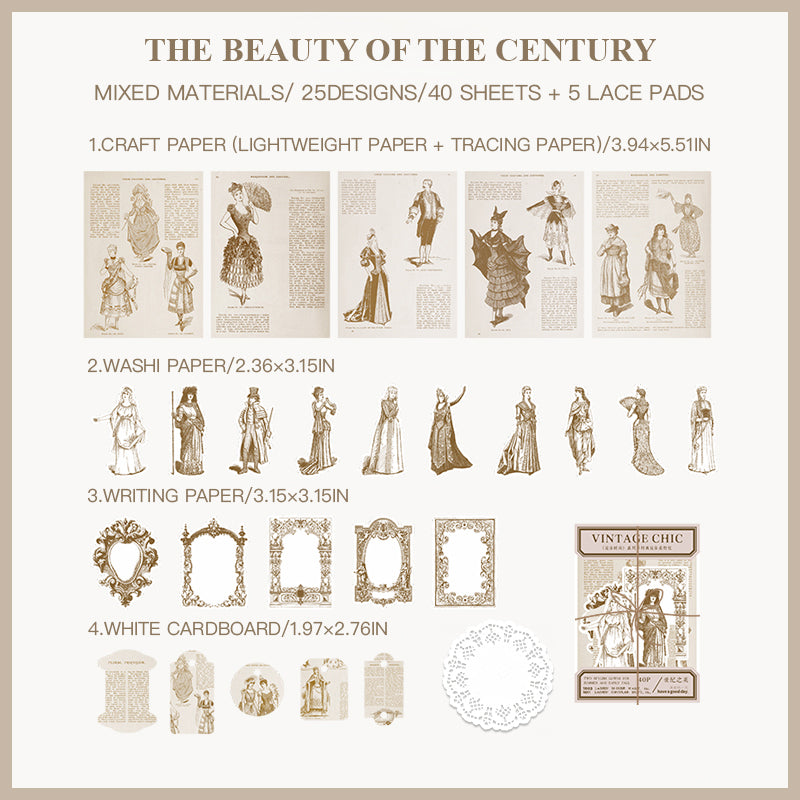 "The beauty of the century vintage European lady decorative paper for journaling"