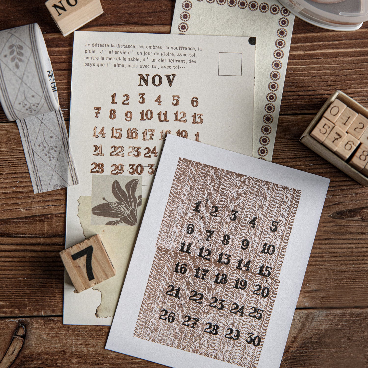 Vintage 0-9 Number Wooden Rubber Stamps — 10 Pcs, 6 Typeface Styles