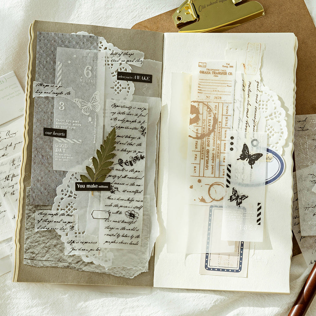 Brown coffee receipt 3D foam sticker strips vintage washi relief journal pack