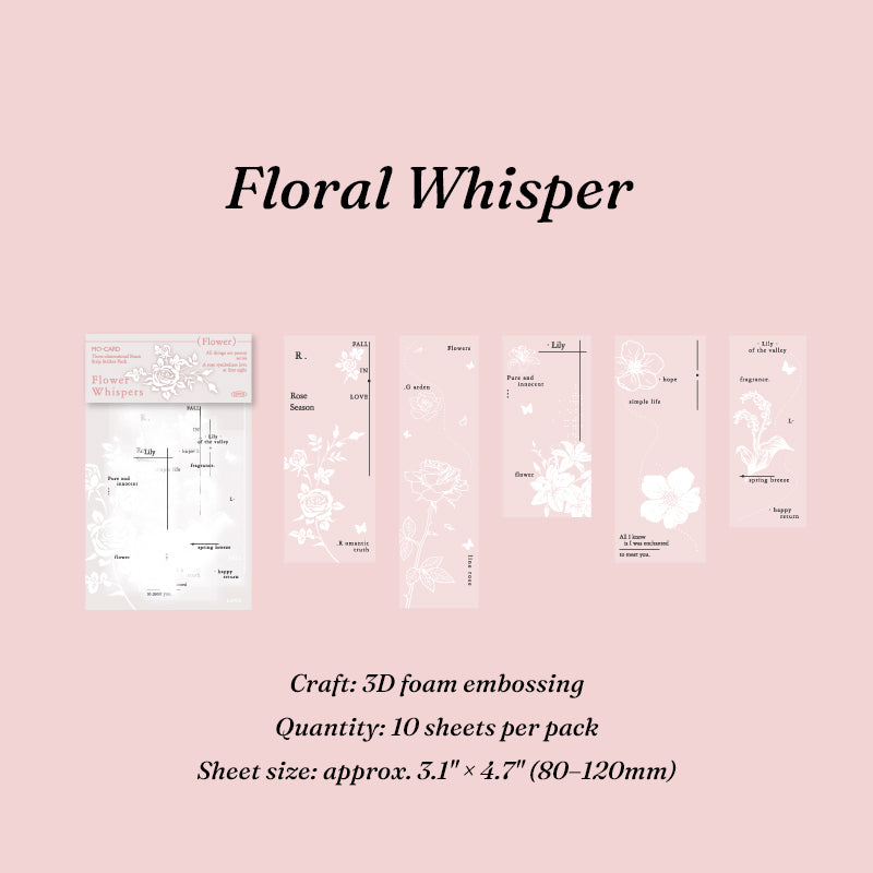 Pink floral whisper 3D foam sticker strips vintage washi relief journal collage