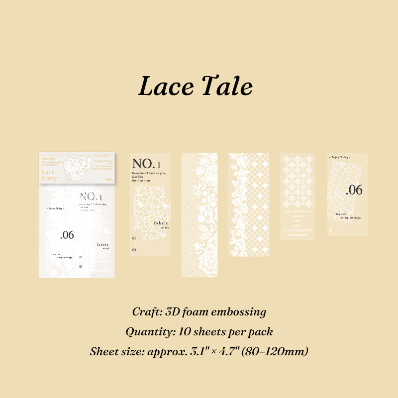 Gray lace tale 3D foam sticker strips vintage washi relief journal collage