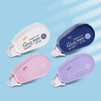 Four glue tape rollers flat lay in white, navy, pink and lavender
