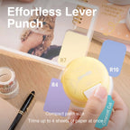 4-in-1 corner rounder effortless lever punch four sheets paper compact palm size craft desk cat photo