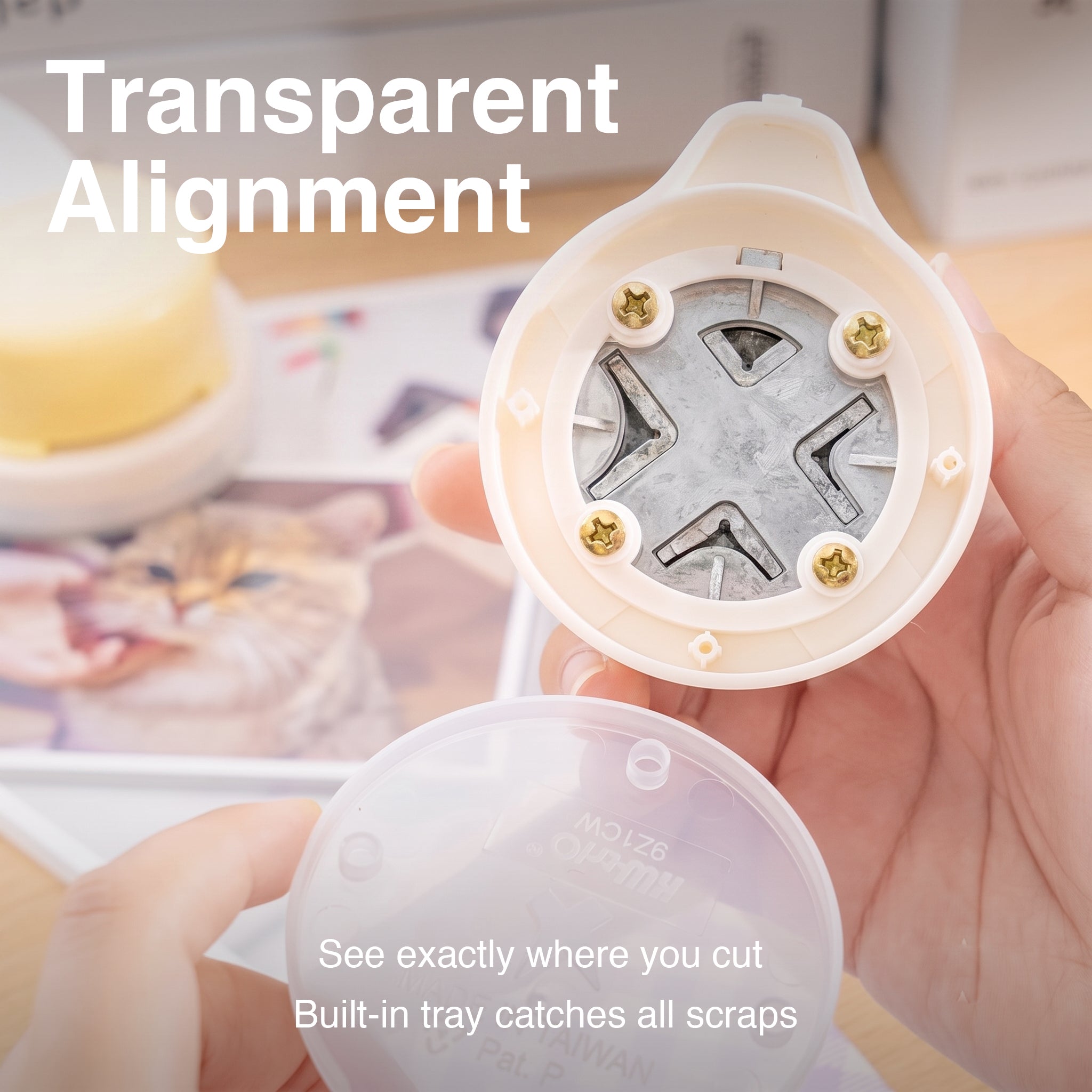 4-in-1 corner rounder transparent alignment base metal blade core four slots built-in scrap tray clean