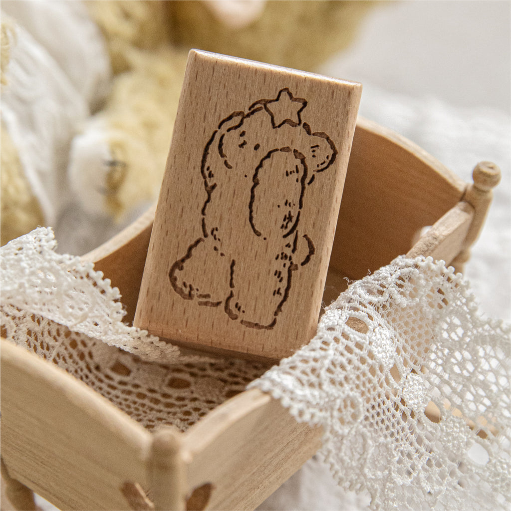 Vintage Hand-Drawn Bear Wooden Rubber Stamps — 8 Whimsical Designs
