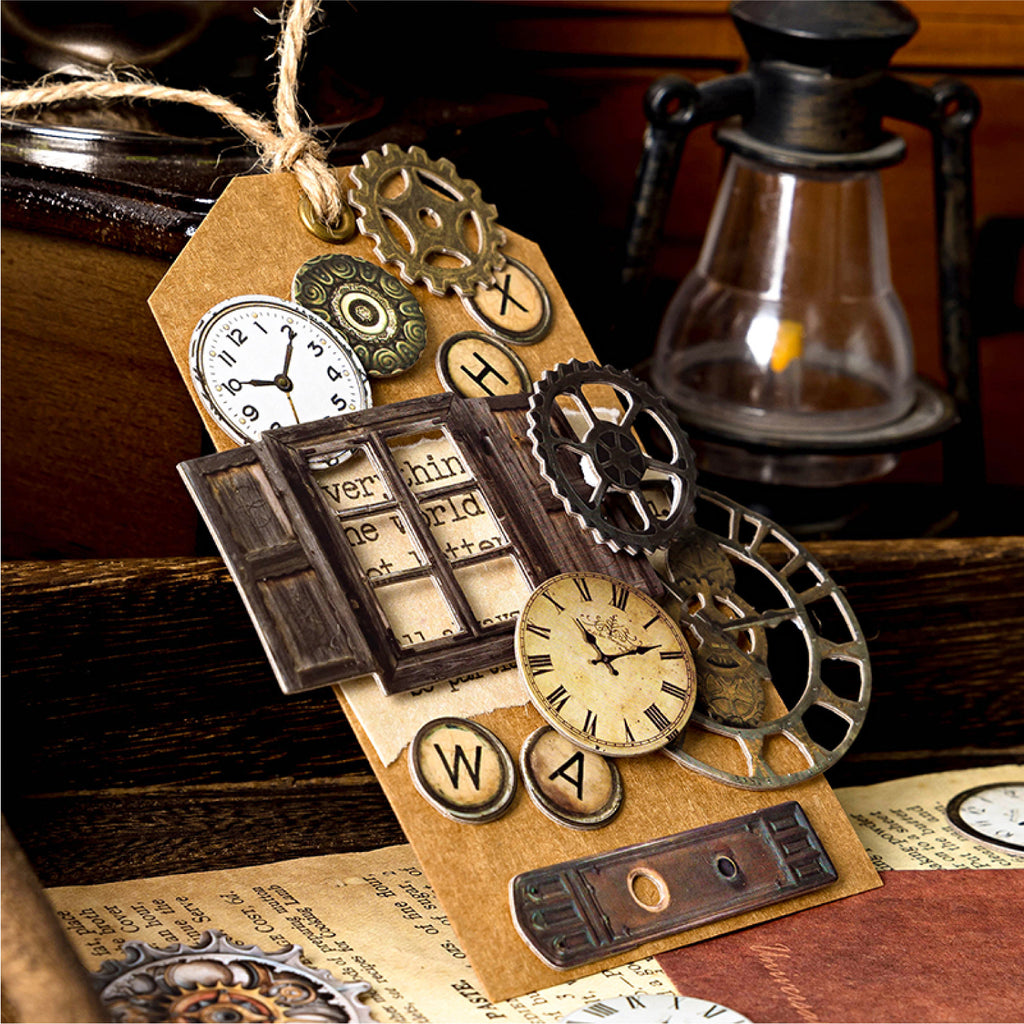 Thick Cardboard 3D Stickers - Vintage Gears for Journal & Ita-Bag Collage
