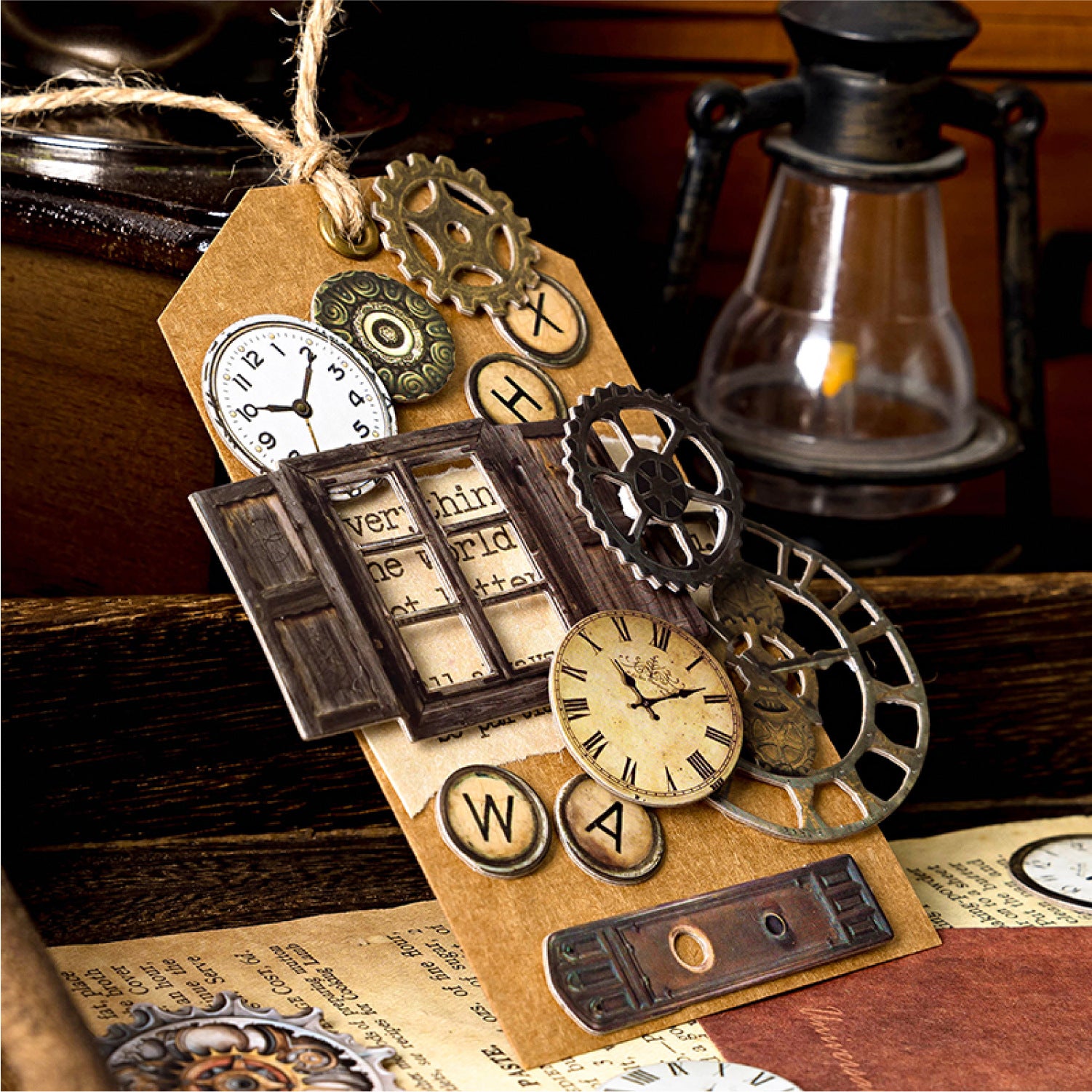 Thick Cardboard 3D Stickers - Vintage Gears for Journal & Ita-Bag Collage