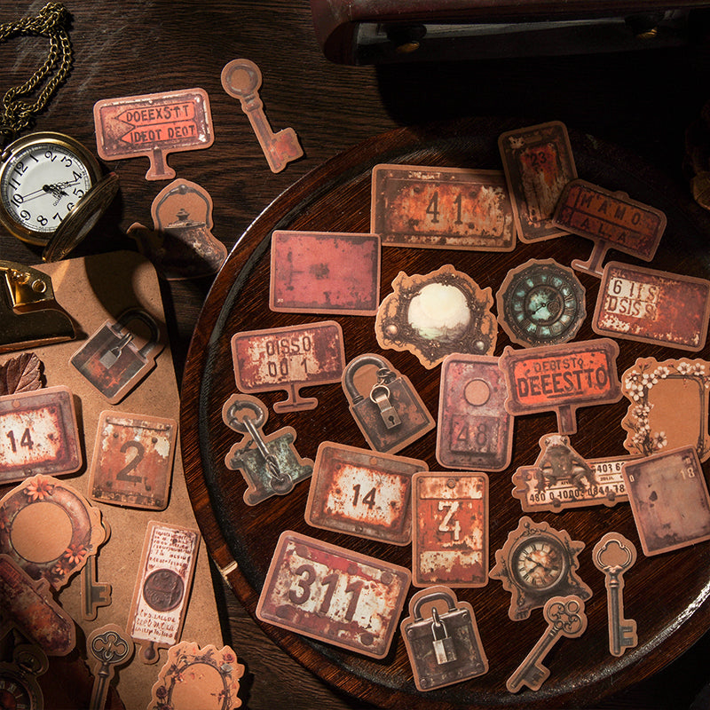 "The Obsidian Dream" Vintage Kraft Paper Sticker Set - 16 Sheets