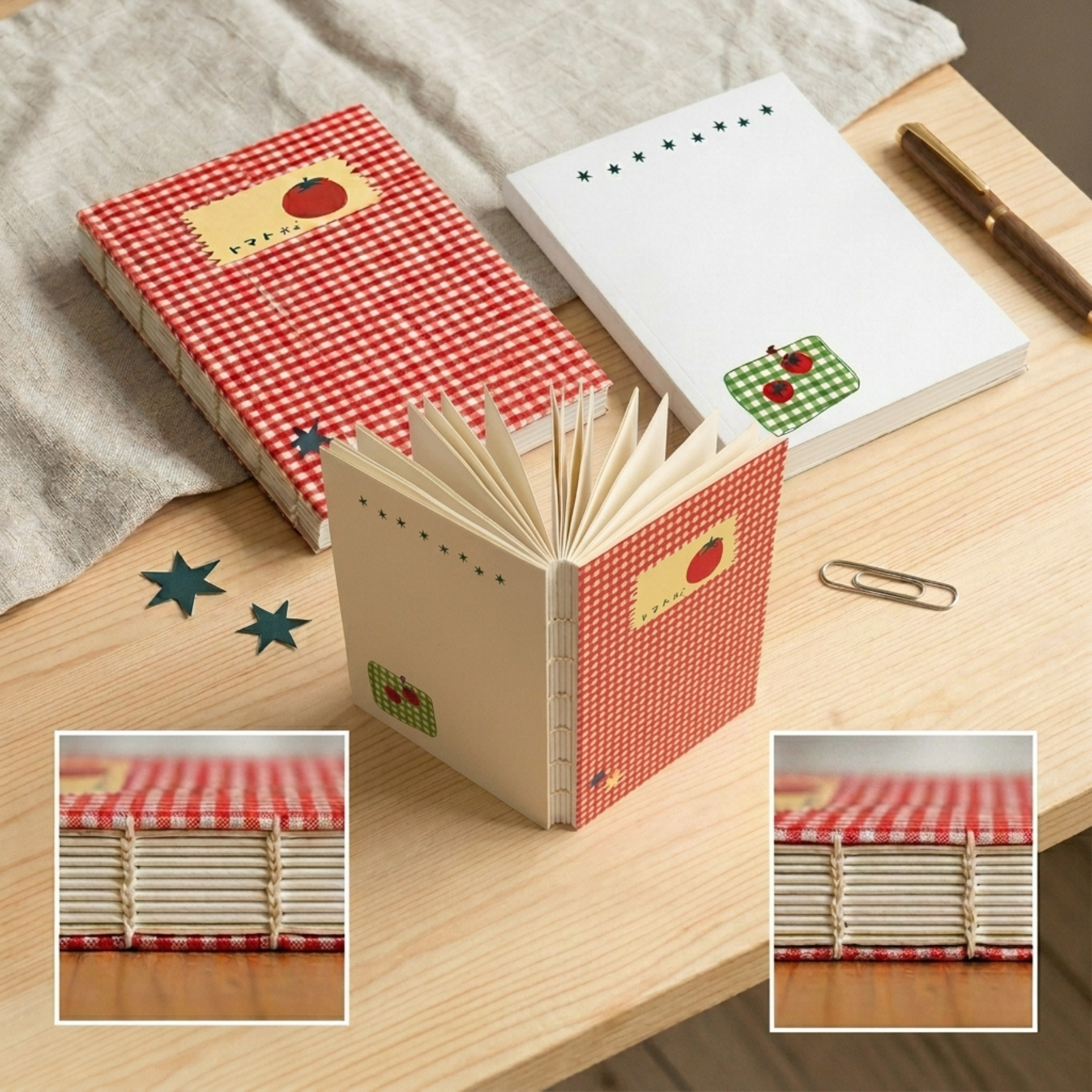 Cottagecore Tomato Pocket Journal | Exposed Spine Lay-Flat Notebook (A6)