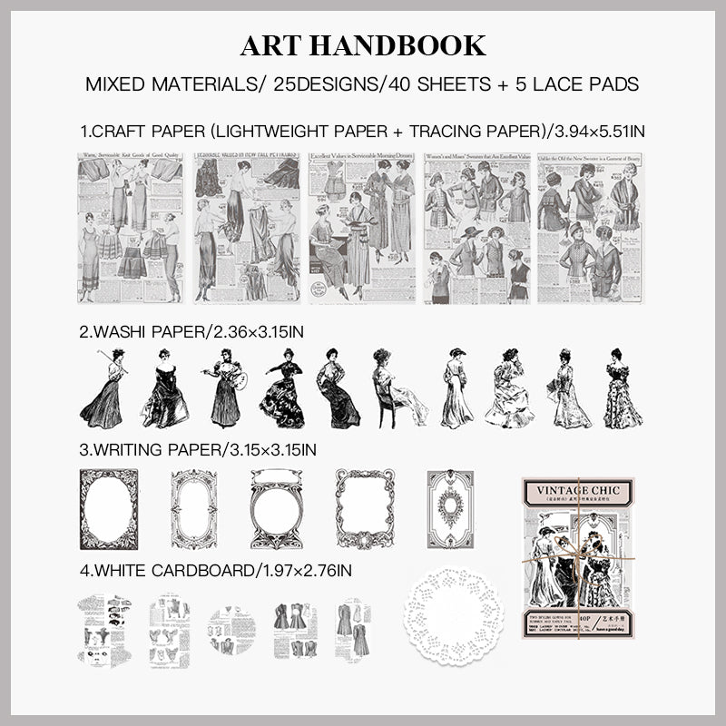 "Elegant vintage European lady portrait decorative paper for mixed media crafts and scrapbooking"