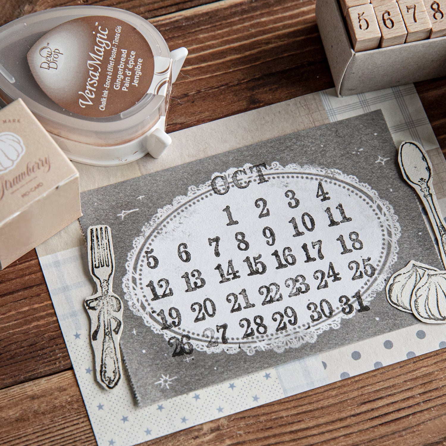 Vintage 0-9 Number Wooden Rubber Stamps — 10 Pcs, 6 Typeface Styles