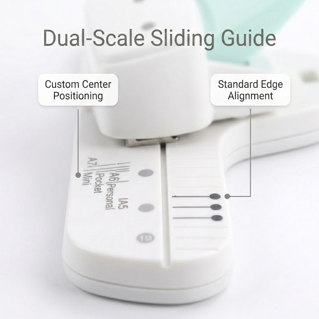 Adjustable Mini 3-Hole Punch with Guide for Planners