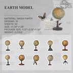 Earth Model vintage die-cut washi tape with antique globe and map designs