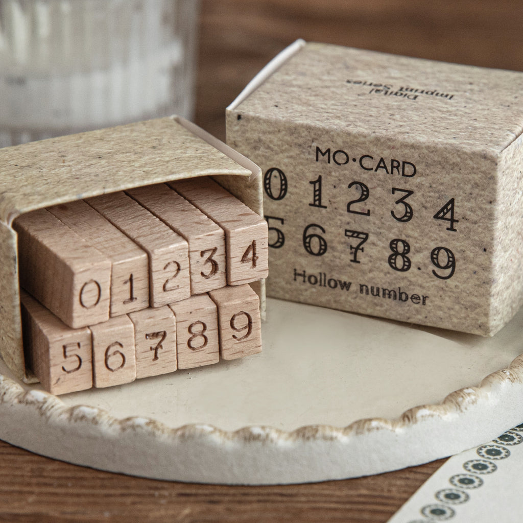 Vintage 0-9 Number Wooden Rubber Stamps — 10 Pcs, 6 Typeface Styles