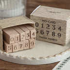 Vintage 0-9 Number Wooden Rubber Stamps — 10 Pcs, 6 Typeface Styles