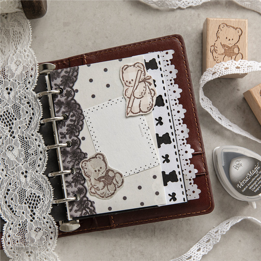 Vintage Hand-Drawn Bear Wooden Rubber Stamps — 8 Whimsical Designs