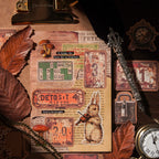 "The Obsidian Dream" Vintage Kraft Paper Sticker Set - 16 Sheets