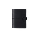 Black crazy horse leather refillable journal cover front view