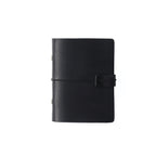 Black crazy horse leather refillable journal cover front view