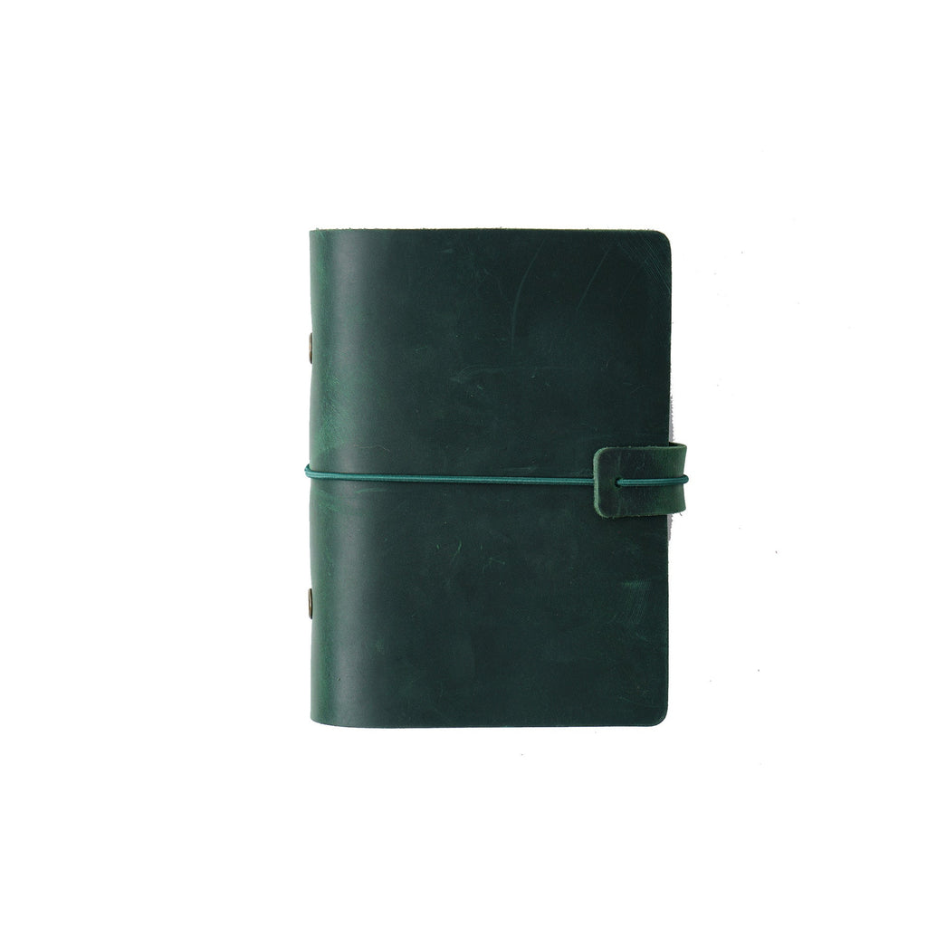 Dark green crazy horse leather notebook cover