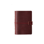 Wine red leather ring binder journal cover front view