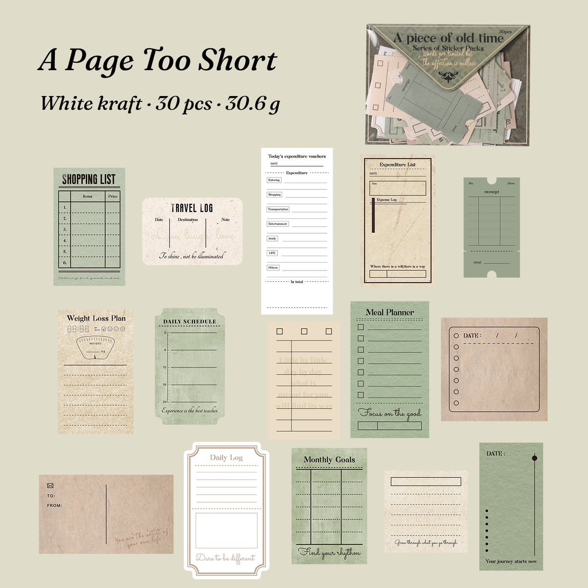 Vintage Letter Sticker Pack — 30 Pcs