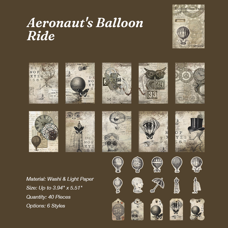 Aeronauts balloon ride victorian vintage sticker pack