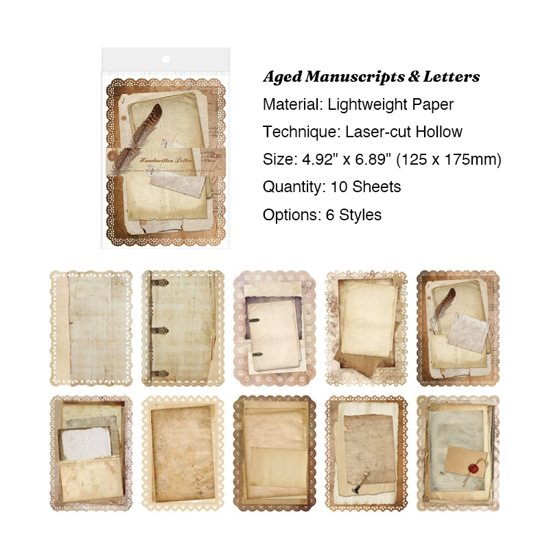 Aged manuscripts and letters scrapbook layering ephemera