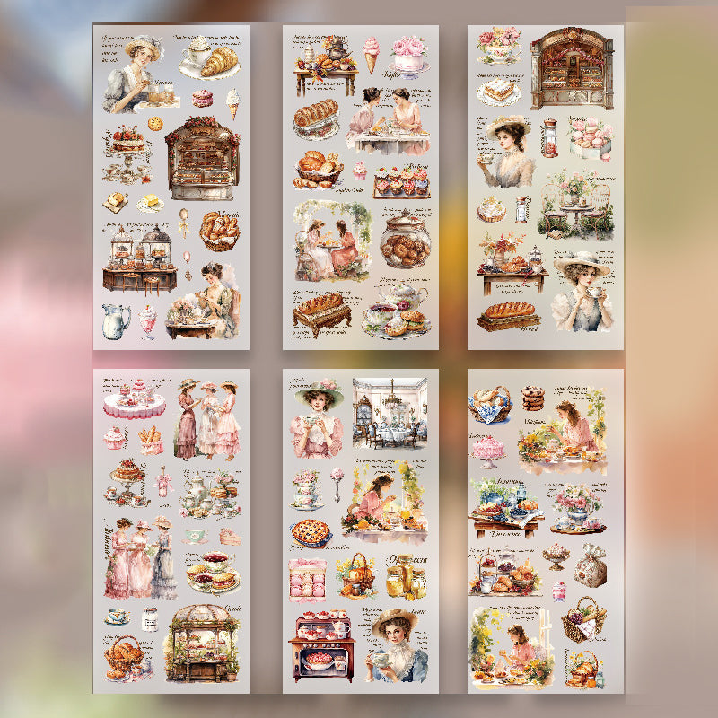 vintage time transfer stickers amber years warm golden victorian scenes rub on transfer sheet