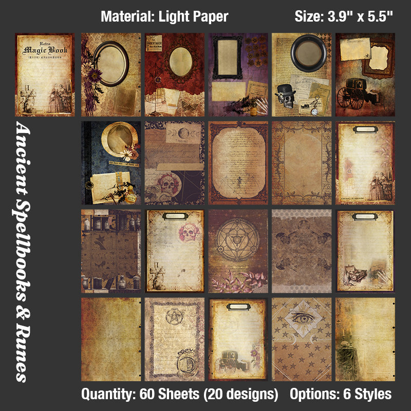 Ancient spellbooks and runes vintage magic ephemera