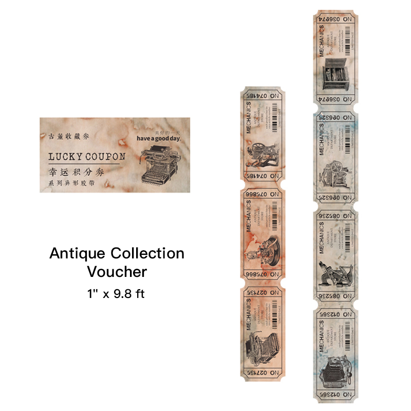 Antique Collection Voucher vintage die-cut tape featuring classic receipt design