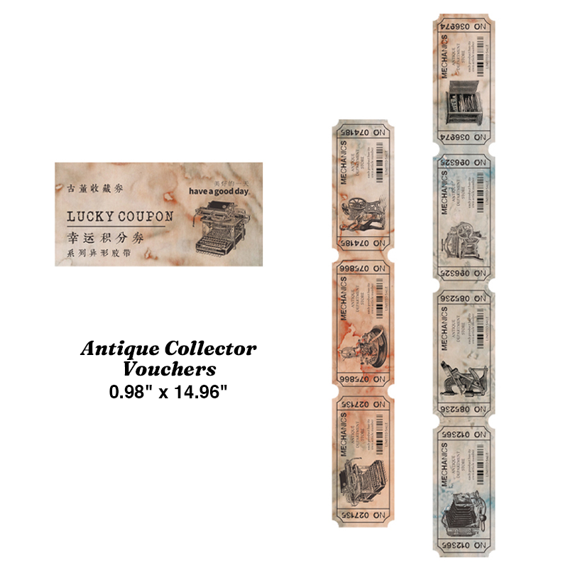 Antique collector vouchers vintage ticket tape roll