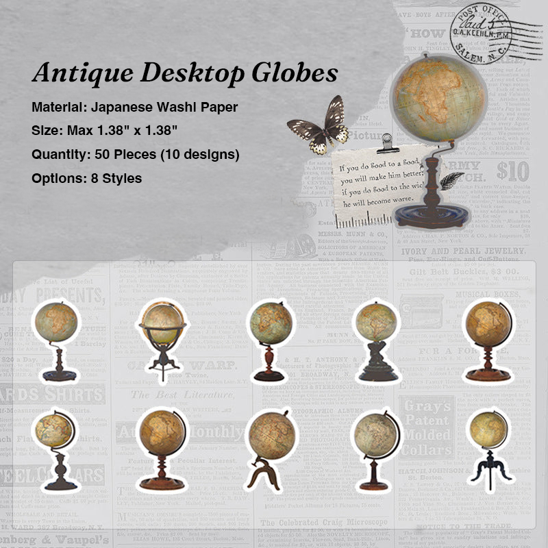 Antique desktop globes die-cut washi tape