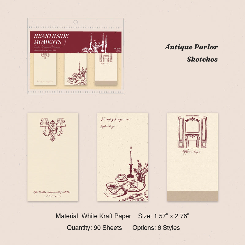Vintage antique parlor sketches white kraft paper sticky notes