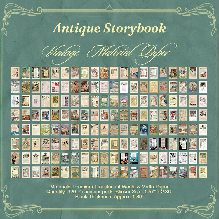 Antique storybook vintage fairy tale illustration stickers for scrapbooking